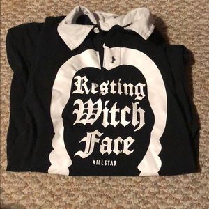 Killstar Resting Witch Face collared shirt